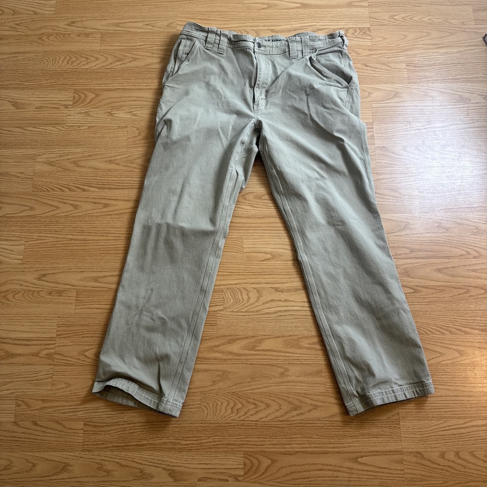 Duluth Trading Co Mens Flex Fire Hose Relaxed Fit Khaki Work Pants 40 X 32